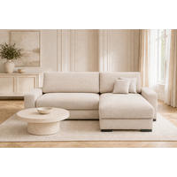 ECKSOFA  Cord Beige  - Beige/Schwarz, Basics, Holz/Holzwerkstoff (264/184cm) - MID.YOU
