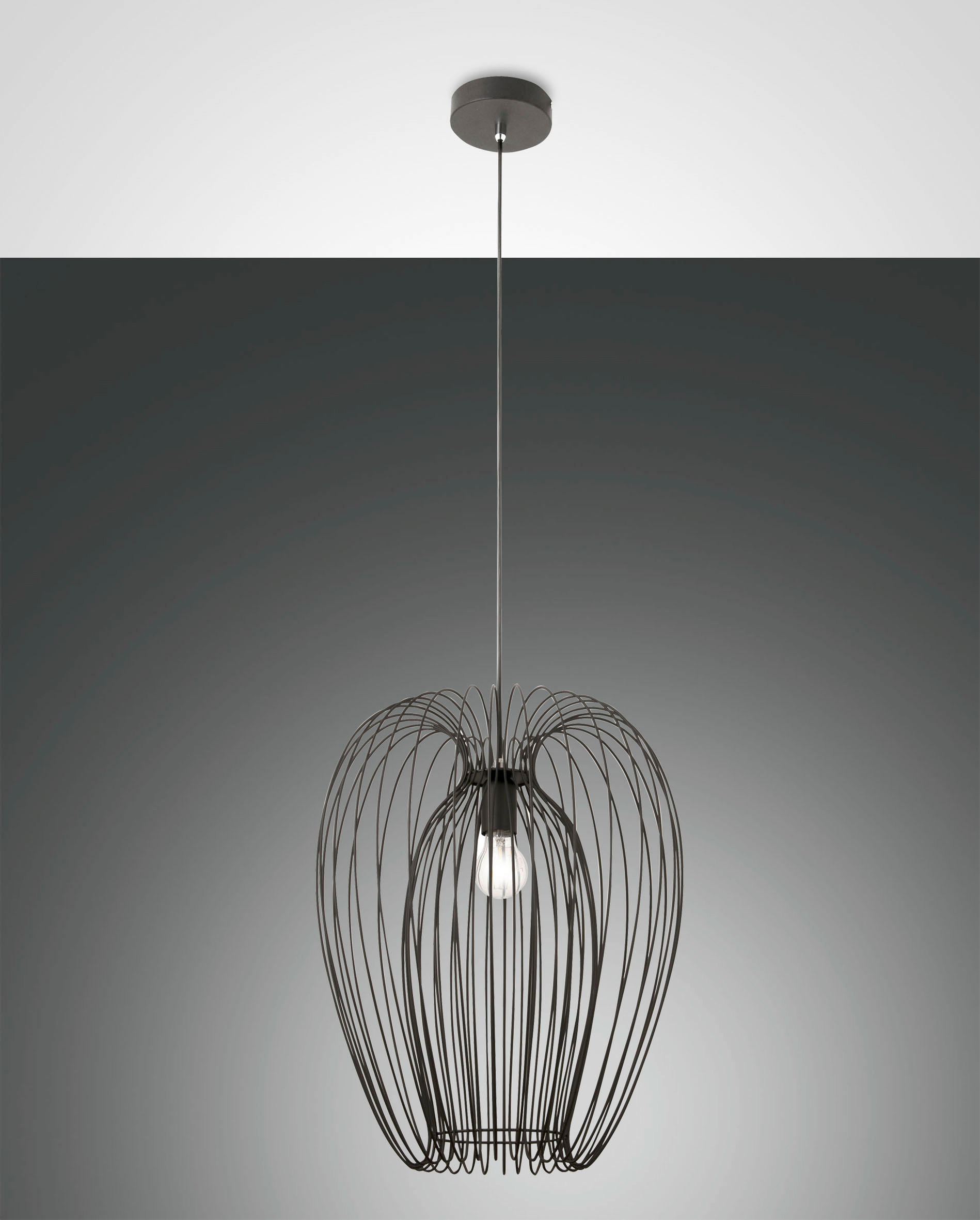 HÄNGELEUCHTE 40/200 cm  - Schwarz, LIFESTYLE, Metall (40/200cm) - Fabas Luce