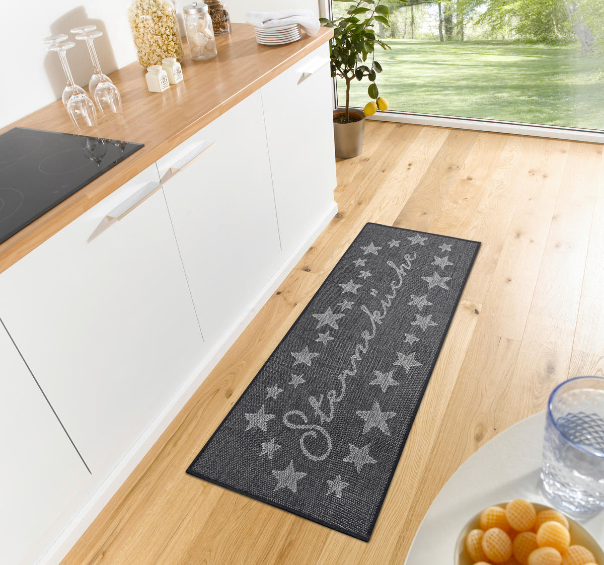 Küchenläufer (rechteckig: ca. 62/150 cm Cucina Schwarz  - Schwarz, Design, Kunststoff (62/150cm) - Hanse Home