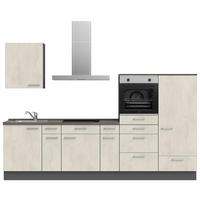 KÜCHENLEERBLOCK 300 cm   in Weiß, Schieferfarben  - Schieferfarben/Edelstahlfarben, MODERN, Holzwerkstoff/Metall (300cm) - Nobilia