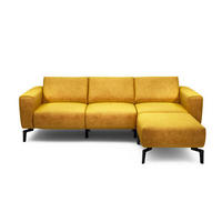 Dreisitzer inkl. Hocker in Samt Gelb  - Gelb/Schwarz, Design, Textil/Metall (250/86/86-94cm) - SENSOO