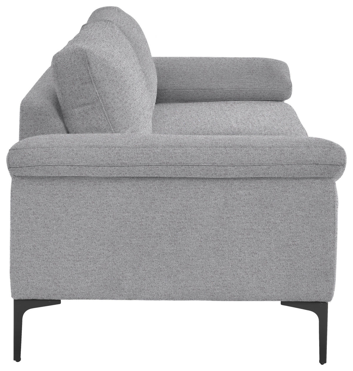 3-SITZER-SOFA in Flachgewebe Hellgrau  - Hellgrau/Schwarz, Design, Textil/Metall (226/89/97cm) - Pure Home Lifestyle