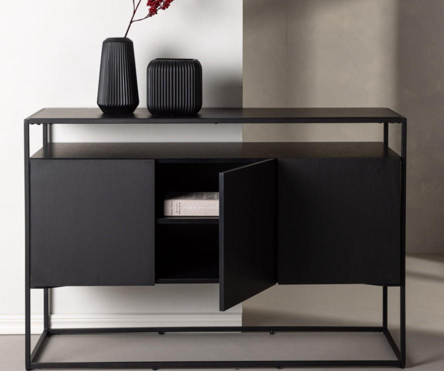 SIDEBOARD 120/80/45 cm  - svart, Design, metall/trä (120/80/45cm) - Livetastic