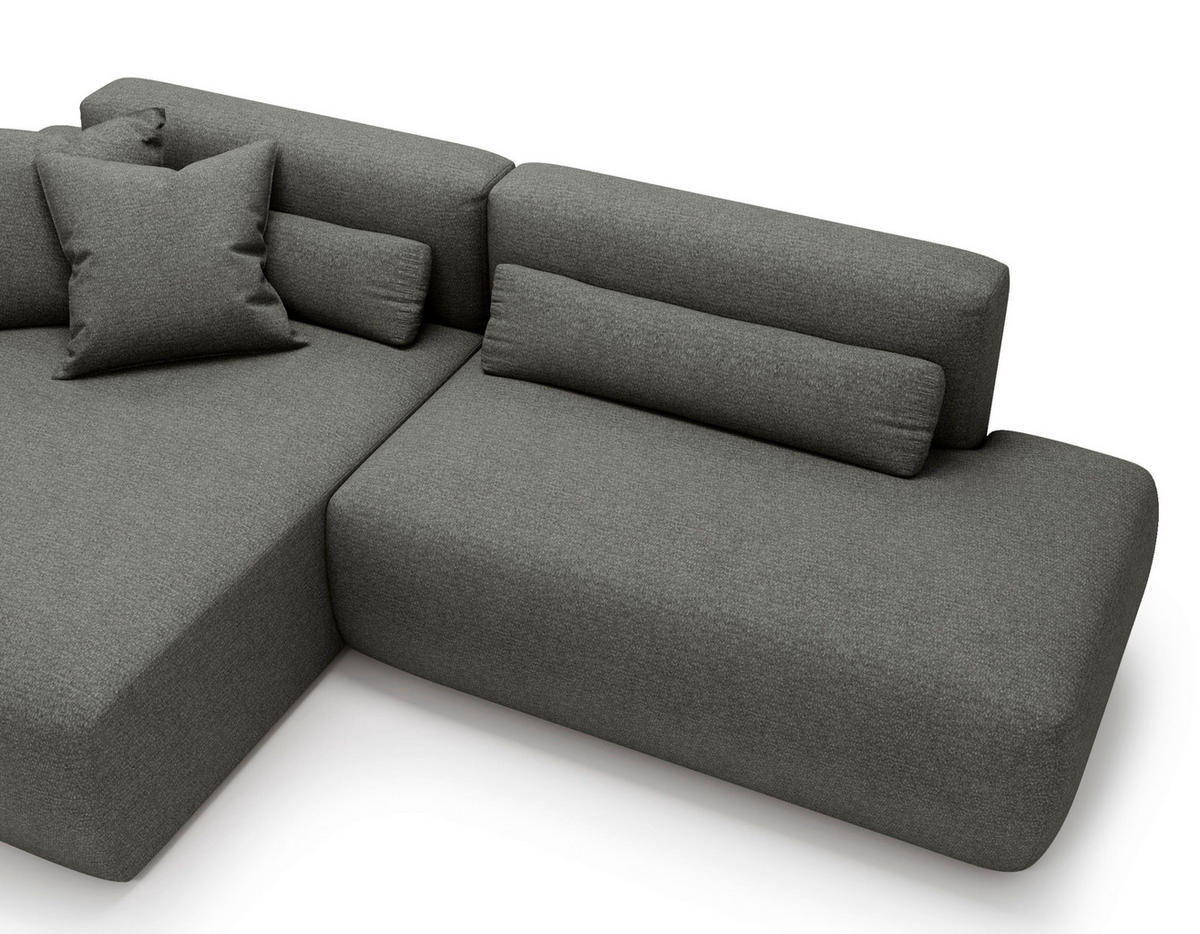ECKSOFA REVE in Chenille Grau  160/284 cm  - Schwarz/Grau, Design, Kunststoff/Textil (160/284cm) - Livetastic