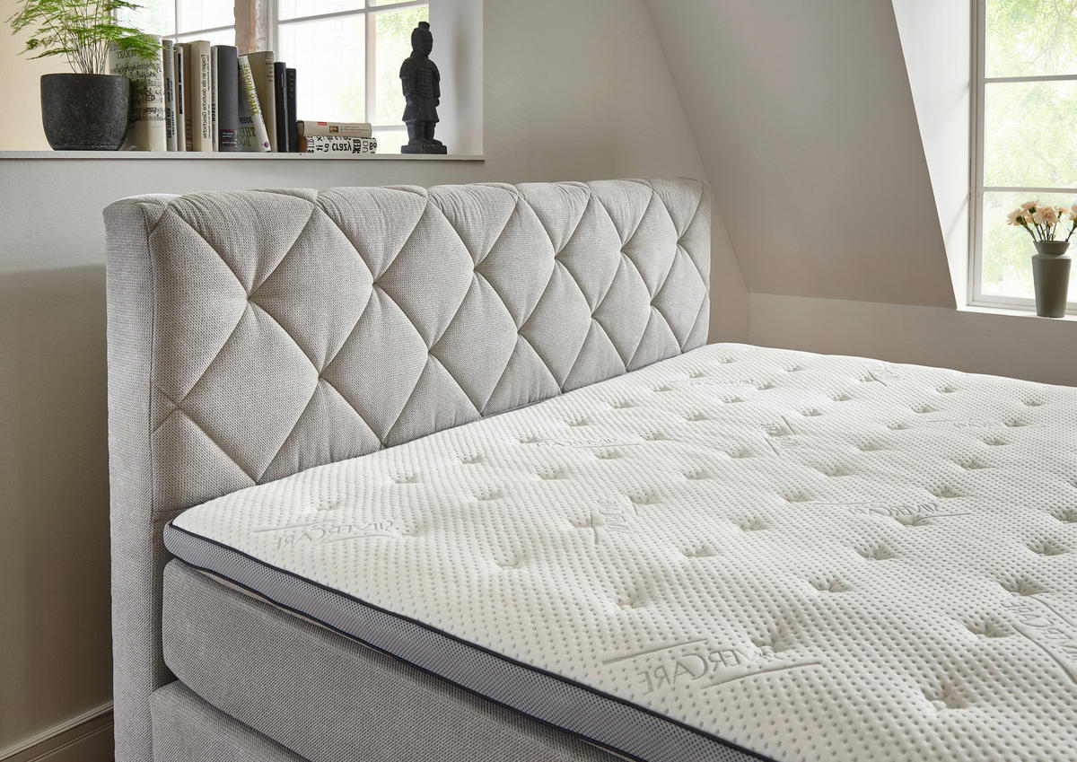 BOXSPRINGBETT 140/200 cm  in Silberfarben  - Silberfarben/Schwarz, Konventionell, Textil/Metall (140/200cm) - Carryhome