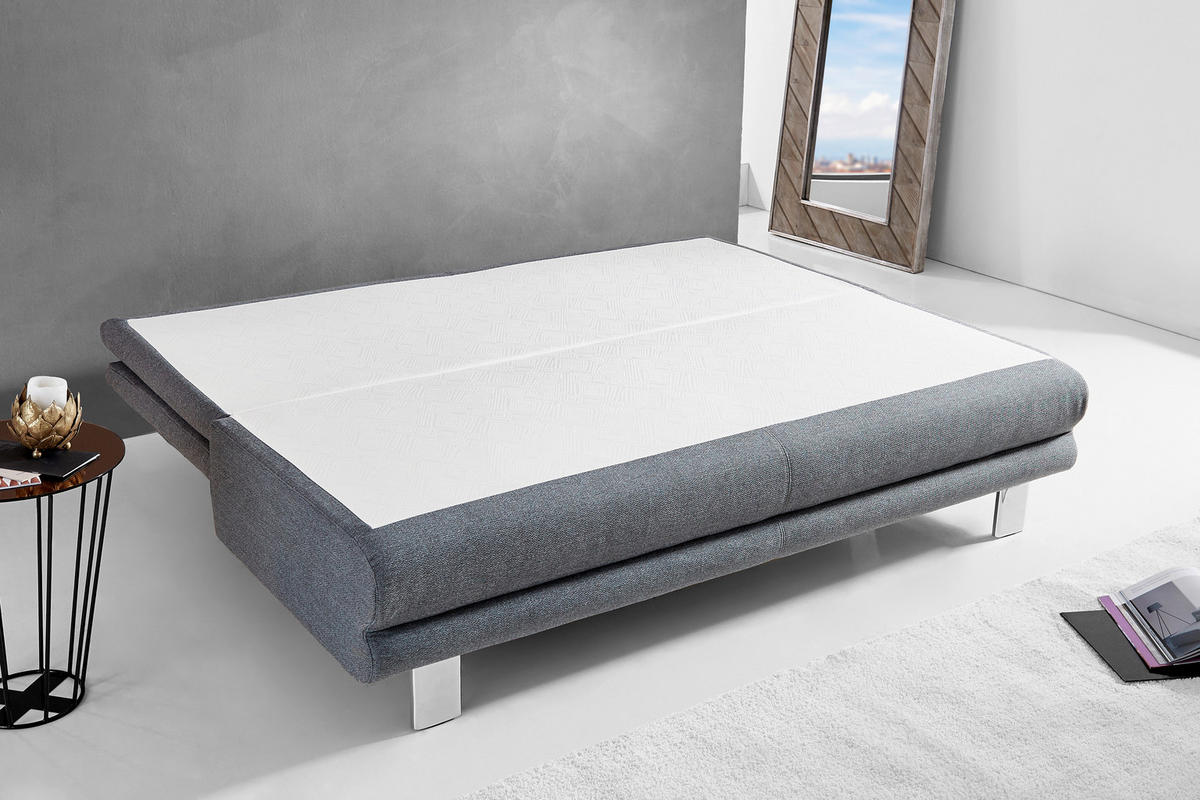 SCHLAFSOFA in Webstoff Grau, Türkis  - Türkis/Chromfarben, Design, Textil/Metall (194/96/86cm) - Novel