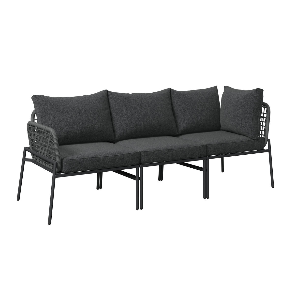 LOUNGEGARNITUR 6-teilig   Eisen  - Dunkelgrau, MODERN, Glas/Textil (198l) - Ambia Garden