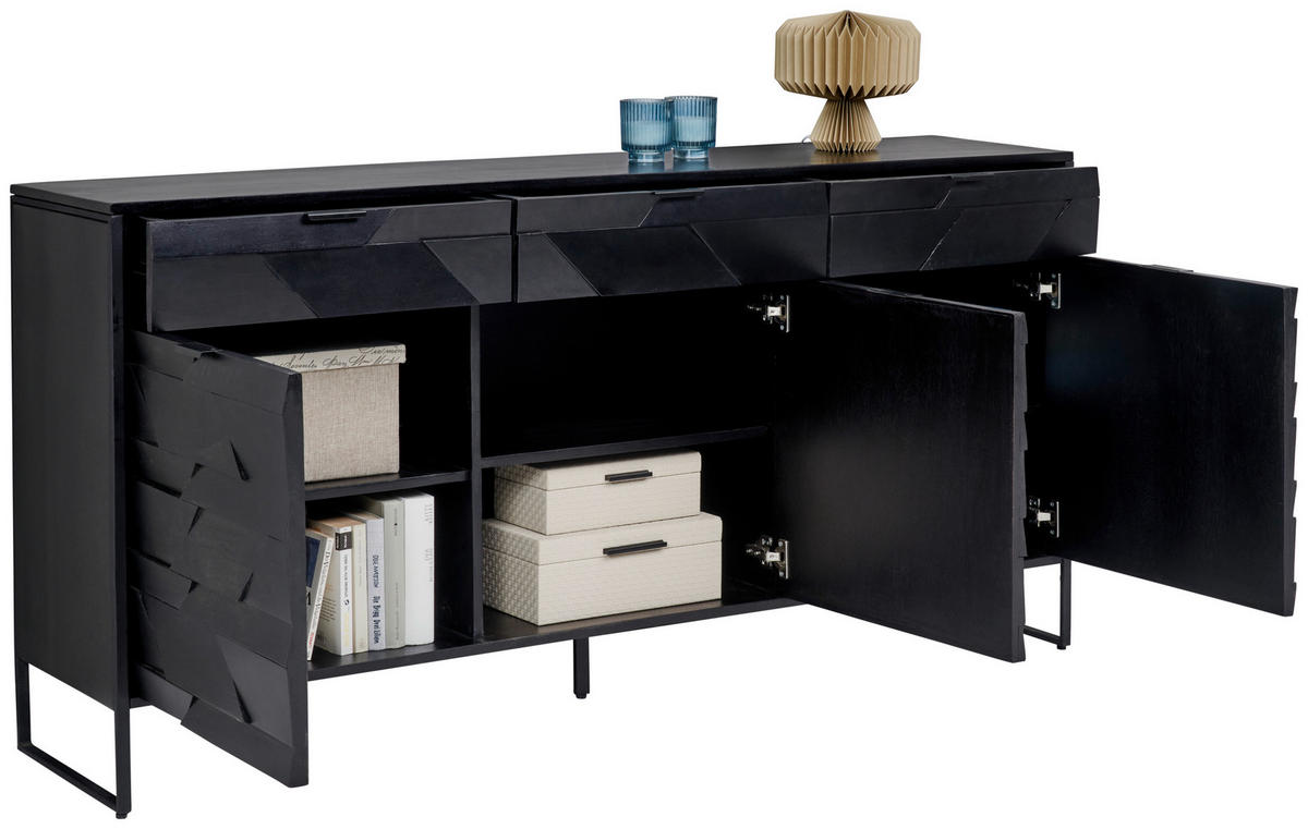 SIDEBOARD  in 175/86/40 cm  - Schwarz, Trend, Holz/Metall (175/86/40cm) - Ambia Home