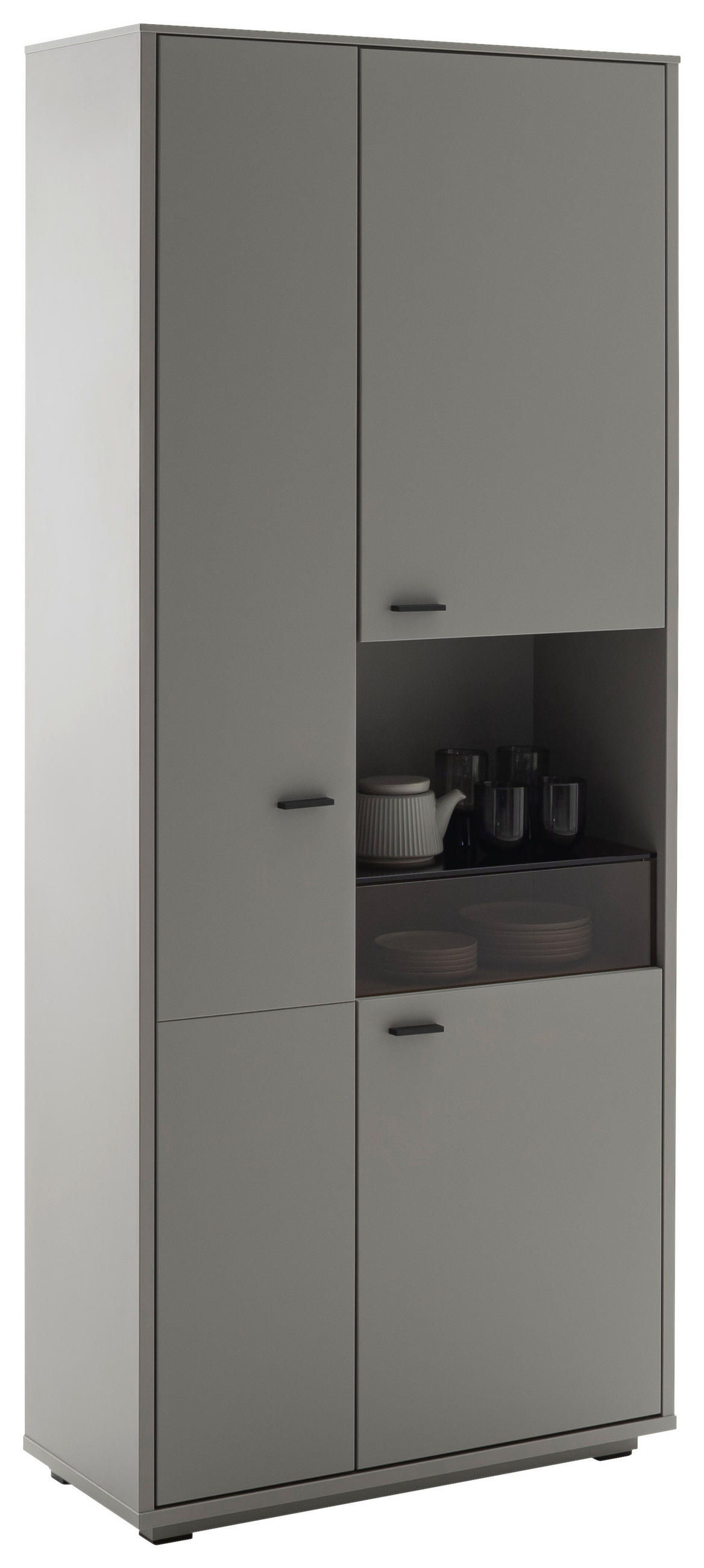 VITRINA 85/200/37 cm   - siva/boje hrasta, Design, staklo/drvni materijal (85/200/37cm) - Stylife