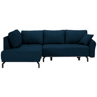 ECKSOFA Dunkelblau Samt  - Schwarz/Dunkelblau, LIFESTYLE, Textil/Metall (191/250cm) - Carryhome