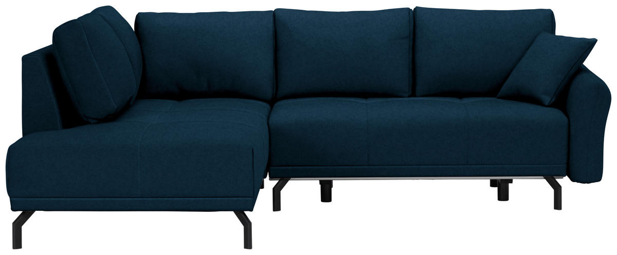 ECKSOFA Dunkelblau Samt  - Schwarz/Dunkelblau, LIFESTYLE, Textil/Metall (191/250cm) - Carryhome