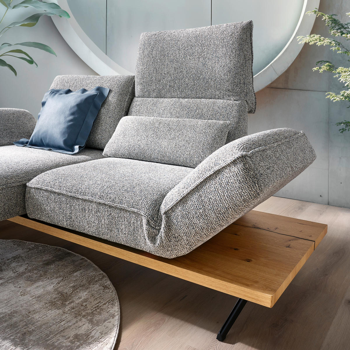 ECKSOFA Chenille Greige  - Greige/Schwarz, Design, Holz/Textil (240/132cm) - Koinor