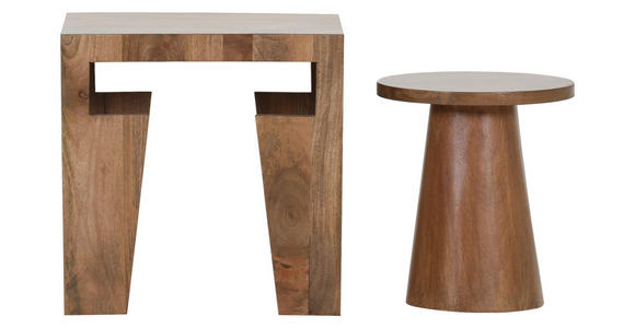 BEISTELLTISCHSET Mangoholz massiv rechteckig Braun - Braun, Design, Holz (50/40/50cm) - Ambia Home
