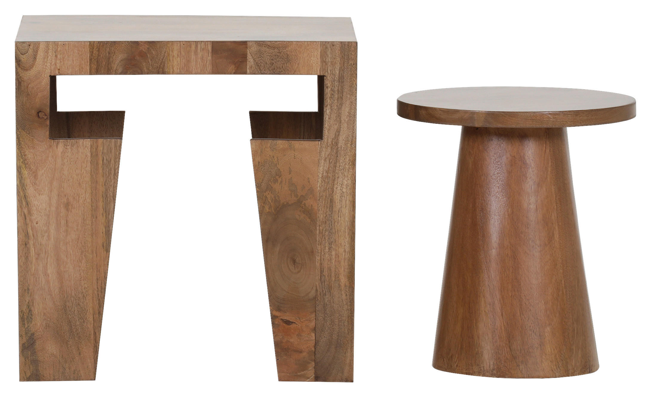 BEISTELLTISCHSET Mangoholz massiv rechteckig Braun  - Braun, Design, Holz (50/40/50cm) - Ambia Home