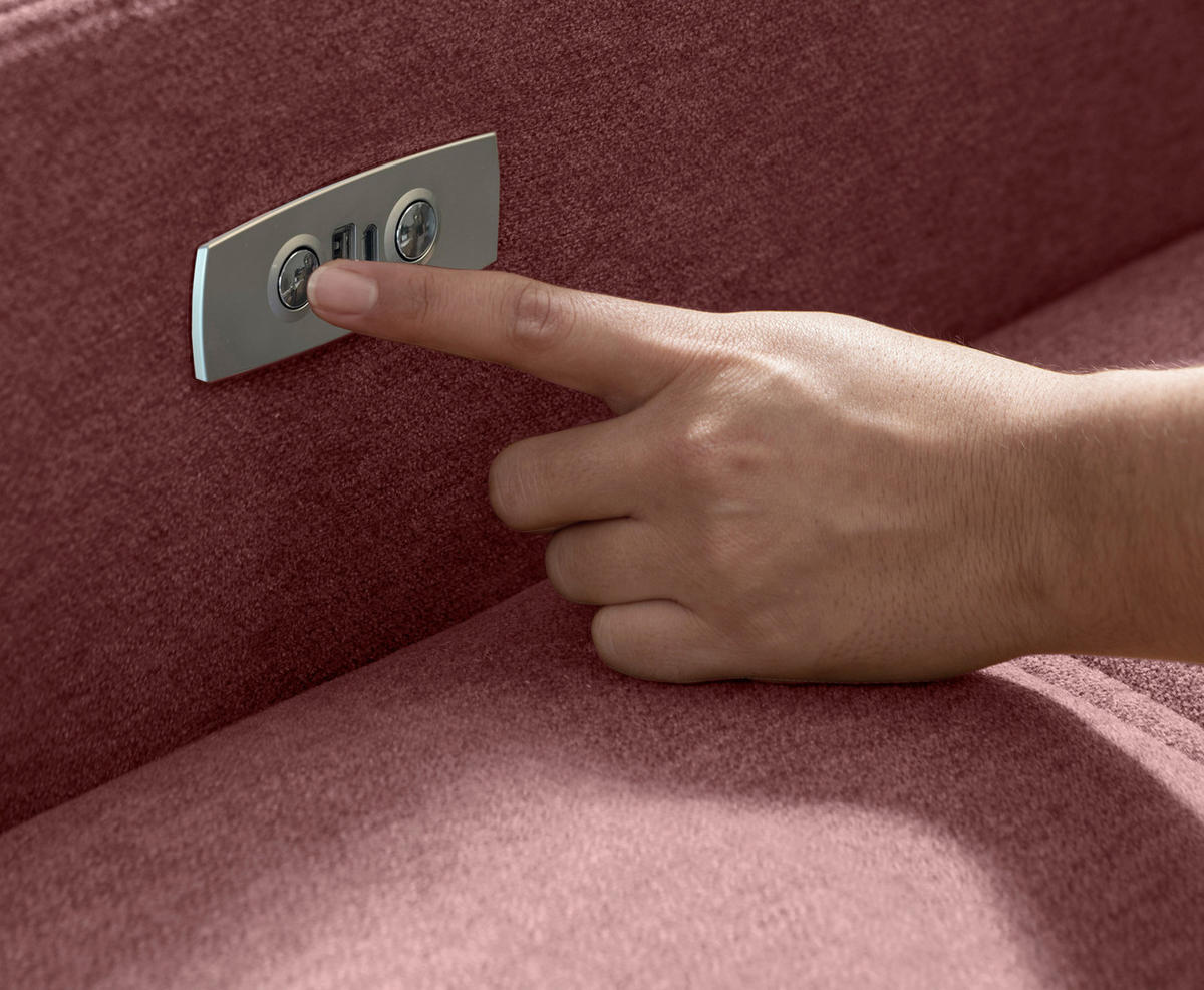 ECKSOFA VICARI Rosa Mikrofaser Kopfteilverstellung, Sitzvorzug  - Schwarz/Rosa, MODERN, Textil/Metall (292/185cm) - Livetastic