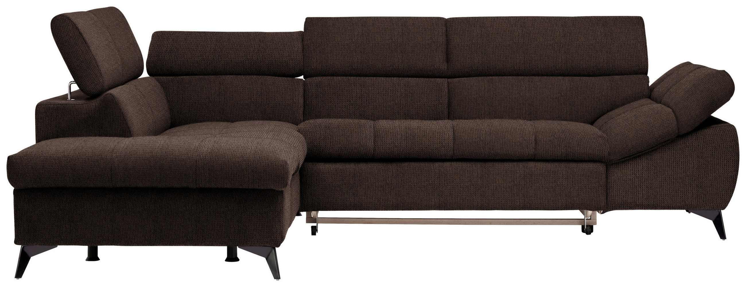 ECKSOFA in Mikrofaser Dunkelbraun  - Dunkelbraun/Schwarz, Design, Kunststoff/Textil (210/279cm) - Livetastic