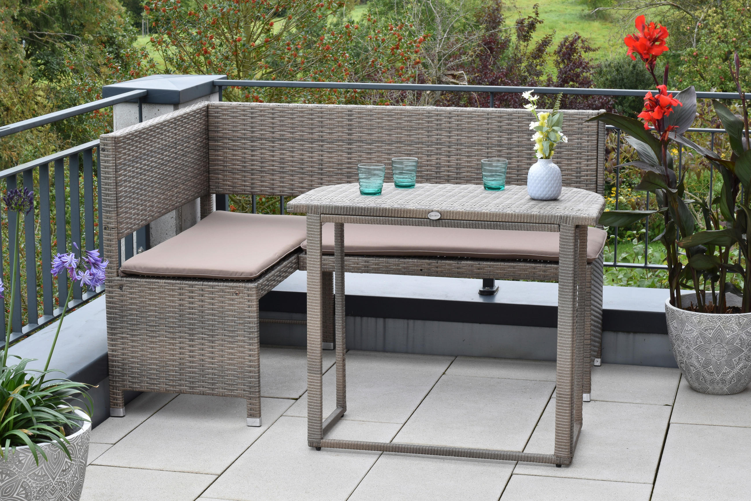 GARTENSET 3-teilig Stahl 3-teilig  - Naturfarben, KONVENTIONELL, Kunststoff/Textil - Gardenson