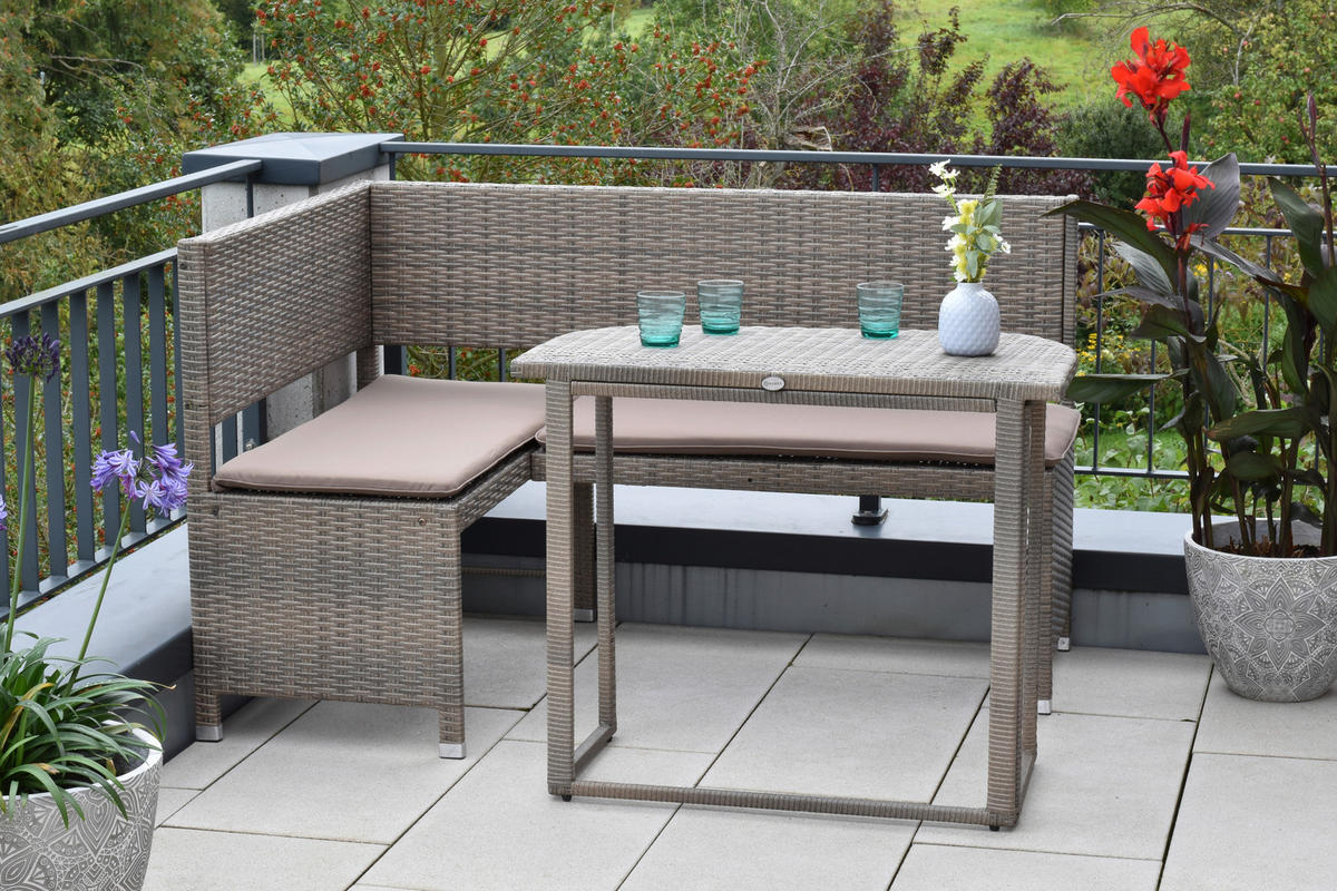 GARTENSET 3-teilig Stahl 3-teilig  - Naturfarben, KONVENTIONELL, Kunststoff/Textil - Gardenson