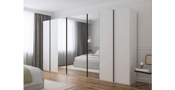 DREHTÜRENSCHRANK 400/235/61 cm,  in Weiß, 8-türig  - Graphitfarben/Weiß, Basics, Glas/Holzwerkstoff (400/235/61cm) - Novel