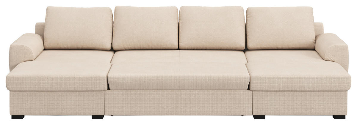 SJEDEĆA GARNITURA tekstil  prirodne boje   - prirodne boje/crna, Trend, tekstil/plastika (154/327/86cm) - MID.YOU