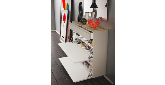 HÄNGESCHUHSCHRANK 110/97/33 cm - Taupe/Eichefarben, Design, Holzwerkstoff (110/97/33cm) - Moderano