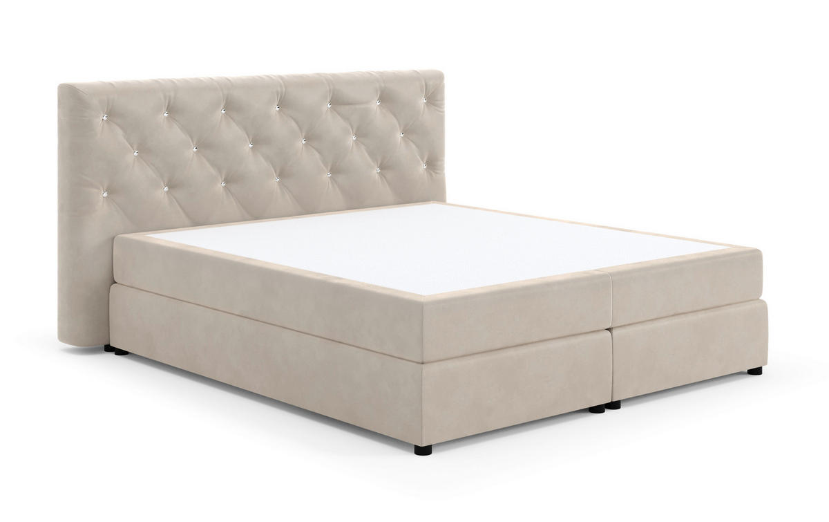 BOXSPRING KREVET 140/200 cm     bež  - bež/crna, tekstil/pločasti materijal (140/200cm) - MID.YOU