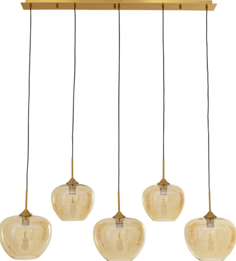 HÄNGELEUCHTE 110/160/35 cm   - Goldfarben, Trend, Glas/Metall (110/160/35cm) - Kare-Design