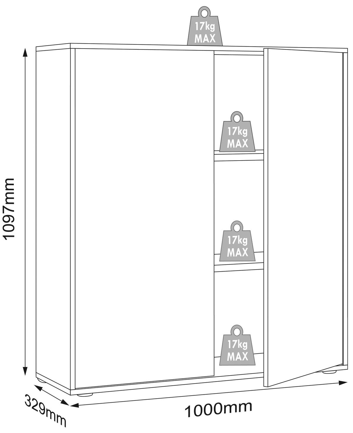 AKTENSCHRANK 100/110/33 cm  - Honigeiche/Weiss, Design, Holzwerkstoff (100/110/33cm) - MID.YOU