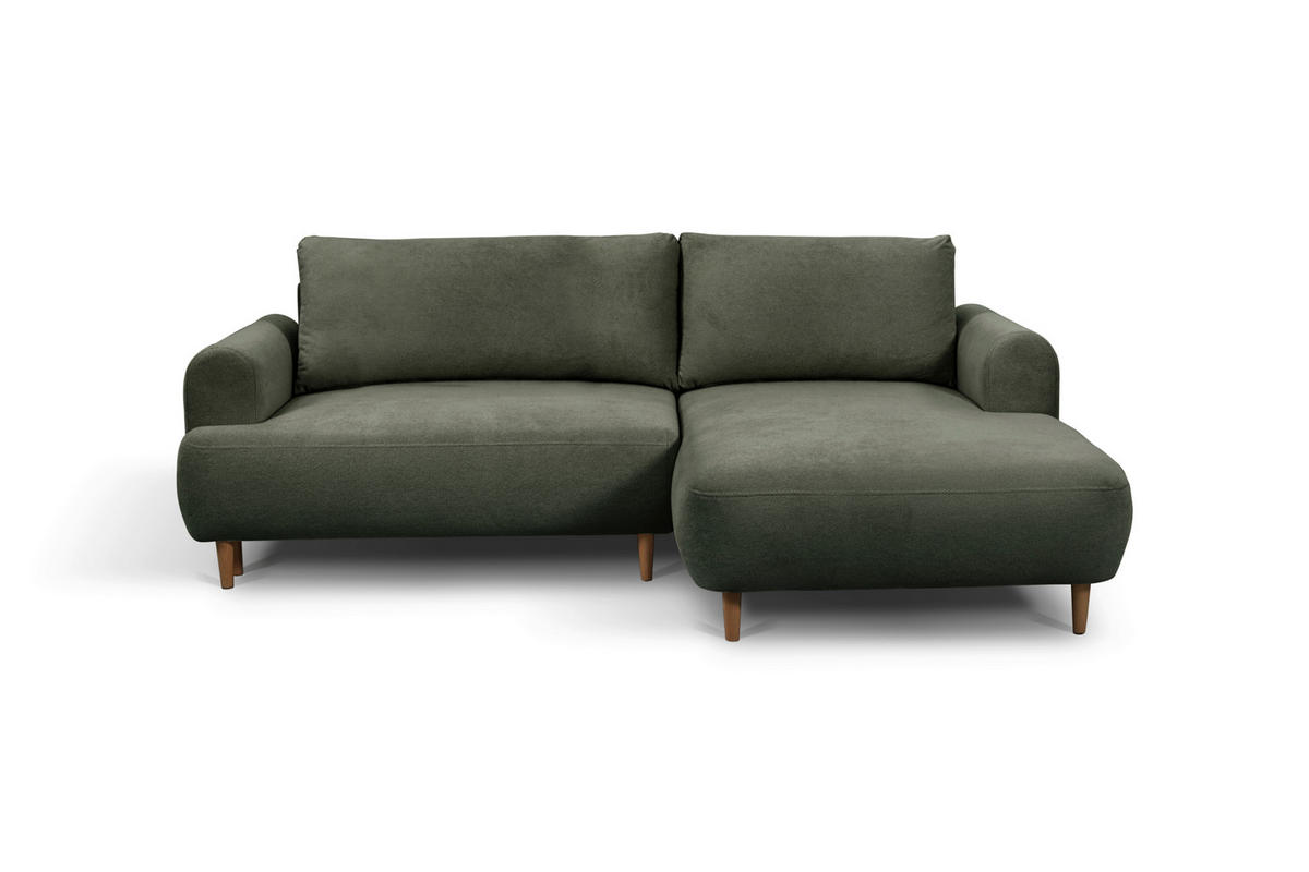 ECKSOFA Struktur Dunkelgrau  - Dunkelgrau/Naturfarben, Design, Holz/Textil (230/150cm) - MID.YOU