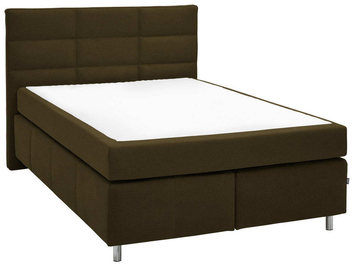 BOXSPRINGBETT 140/200 cm  in Olivgrün  - Alufarben/Olivgrün, Konventionell, Textil/Metall (140/200cm) - Dieter Knoll