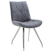 STUHL Lederlook Edelstahlfarben, Grau - Edelstahlfarben/Grau, Design, Textil/Metall (51,5/89/65,5cm) - Novel
