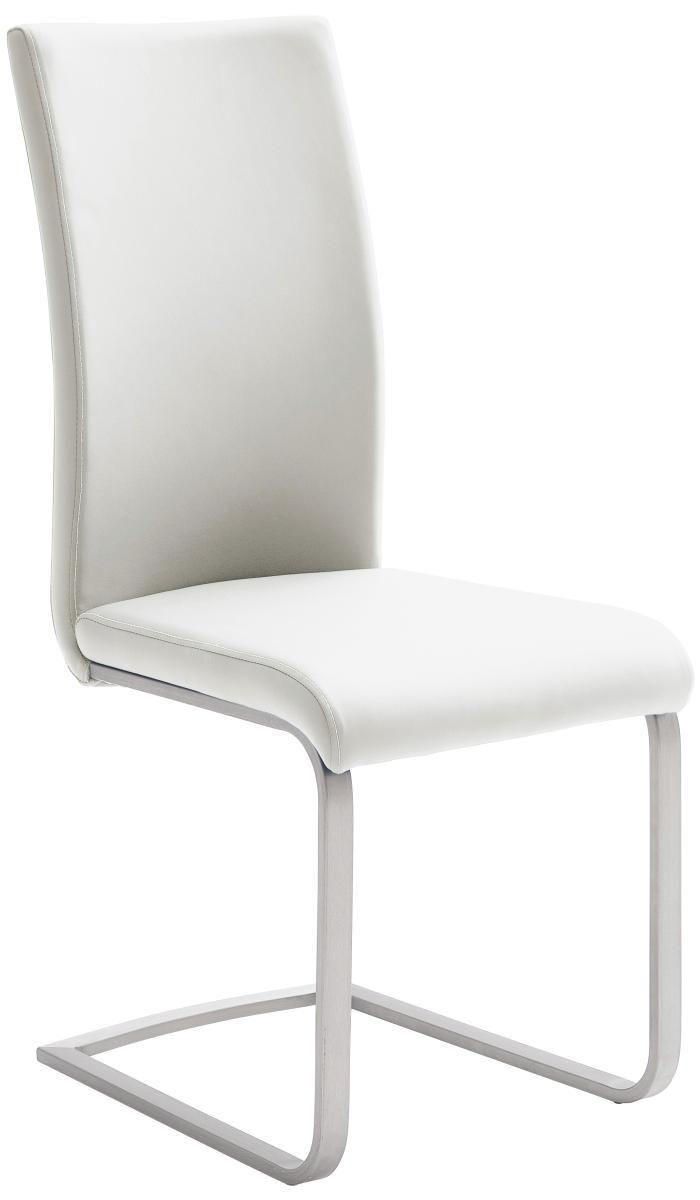 SVIKTSTOL i rostfritt stål läderimitation  - stålfärgad/vit, Design, metall/textil (42/102/58cm) - MID.YOU