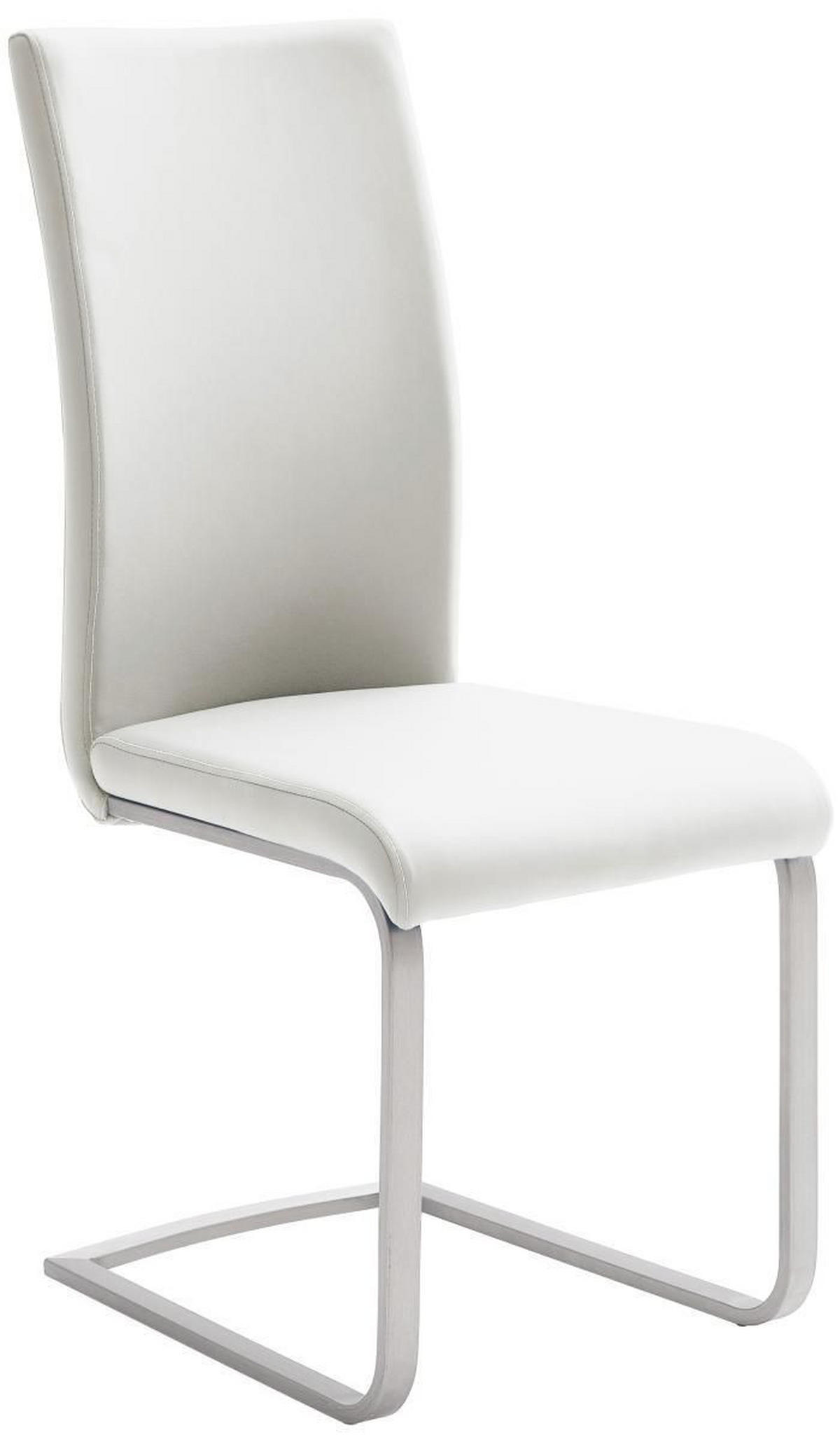 SCHWINGSTUHL  in Edelstahl Lederlook  - Weiss/Edelstahlfarben, Design, Textil/Metall (42/102/58cm) - MID.YOU