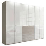 KLEIDERSCHRANK  in Grau, Weiß  - Chromfarben/Weiß, Design, Glas/Holzwerkstoff (300/236/58cm) - Novel