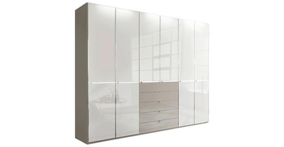 KLEIDERSCHRANK in Grau, Weiß - Chromfarben/Weiß, Design, Glas/Holzwerkstoff (300/236/58cm) - Novel