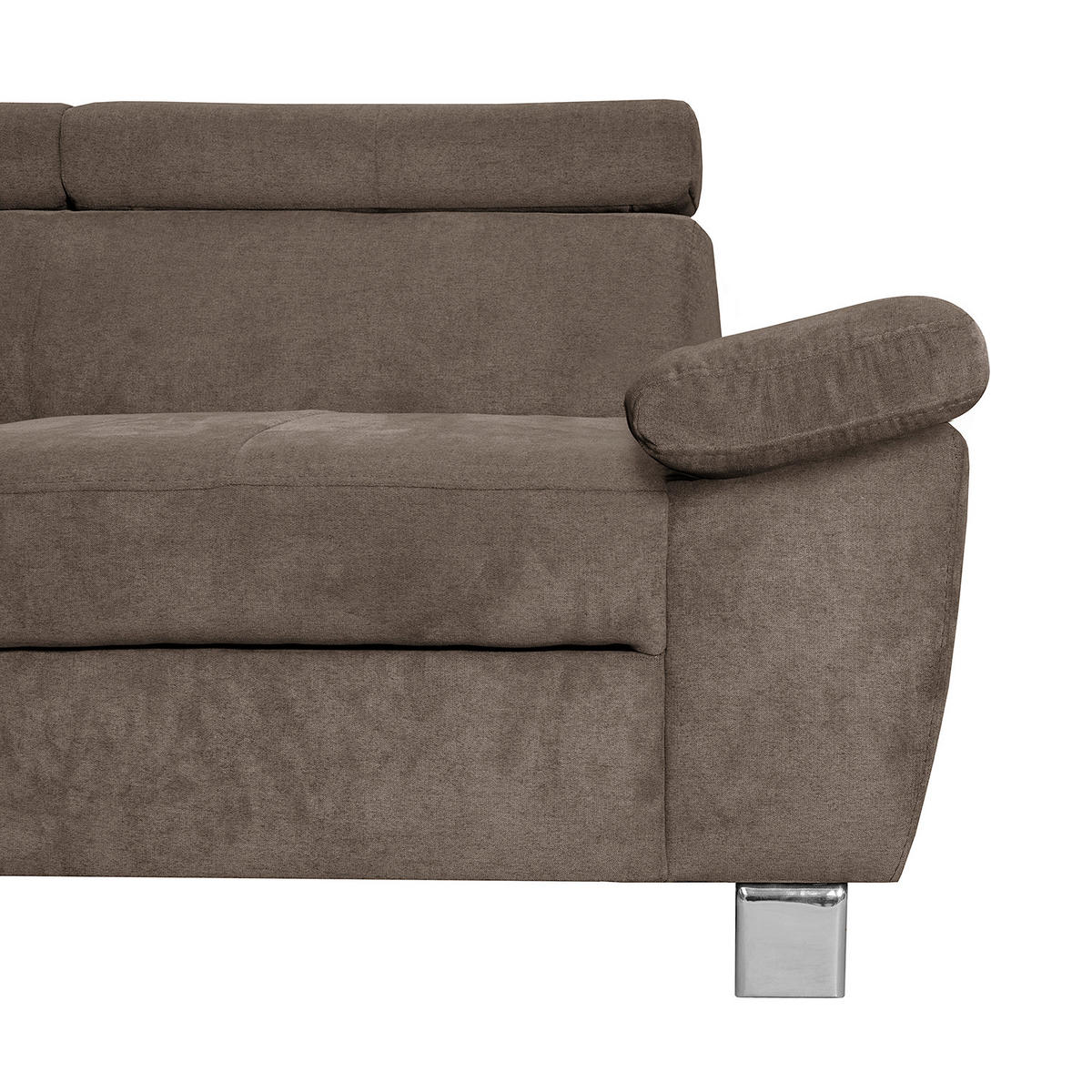 ECKSOFA Dunkelbraun Mikrofaser  - Chromfarben/Dunkelbraun, Design, Textil/Metall (208/248cm) - Livetastic