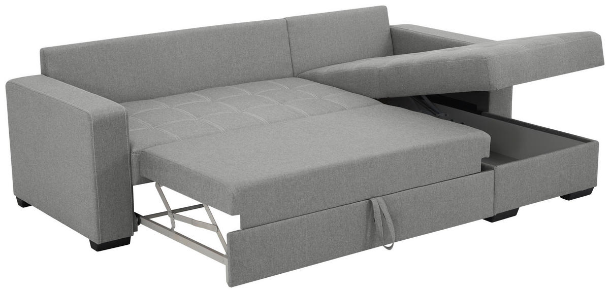 ECKSCHLAFSOFA  mit Mikrofaser Grau  - Schwarz/Weiß, Design, Kunststoff/Textil (240/160cm) - Livetastic