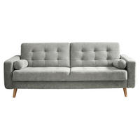 SCHLAFSOFA Mikrovelours Schlammfarben  inkl. Kissenrolle, Schlaffunktion  - Schlammfarben/Eichefarben, MODERN, Holz/Textil (222/86/90cm) - MID.YOU
