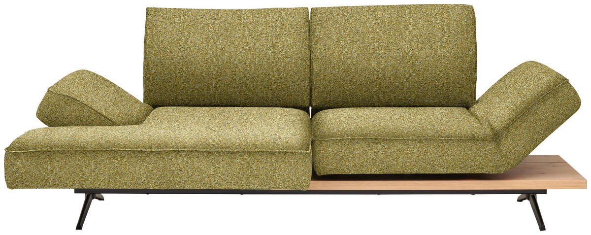 ECKSOFA Chenille Grün, Goldfarben  - Goldfarben/Schwarz, Design, Holz/Textil (132/240cm) - Koinor