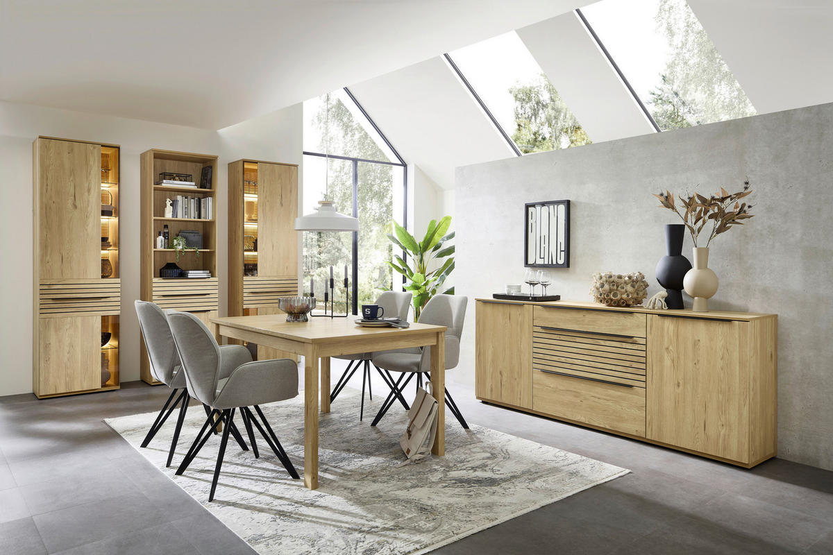 SIDEBOARD Eichefarben  210/85/40 cm  - Eichefarben/Schwarz, KONVENTIONELL, Holzwerkstoff/Kunststoff (210/85/40cm) - Venda