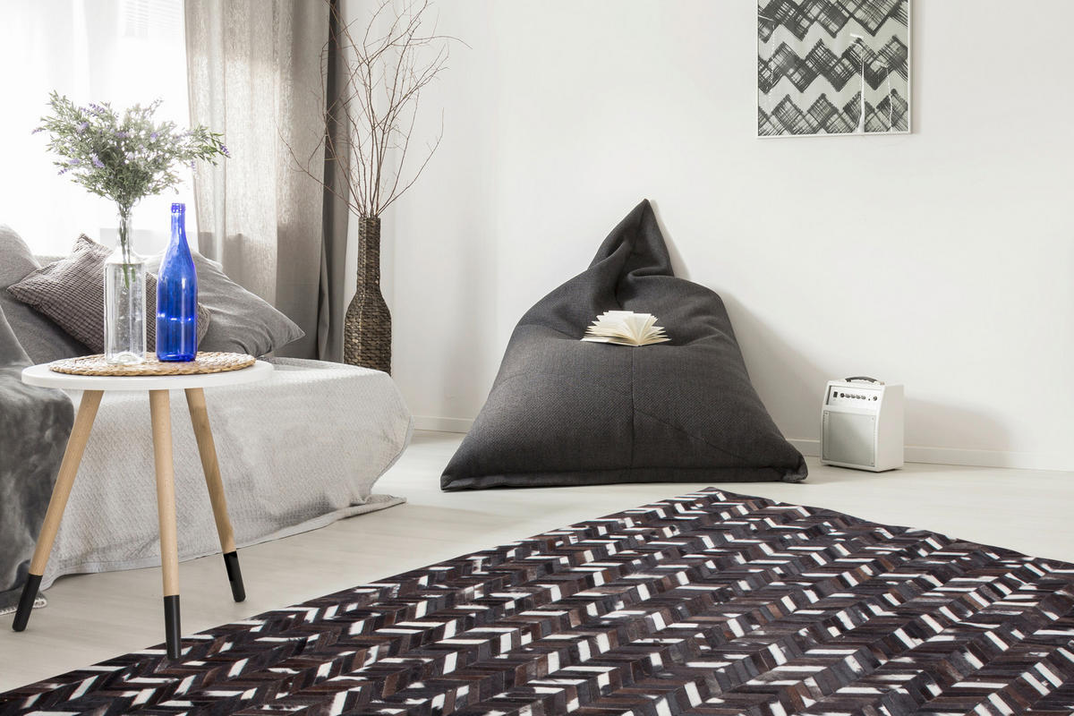 KOŽNI TEPIH 90/160 cm   smeđa  Patchwork  - smeđa, Natur, koža/tekstil (90/160cm)