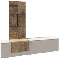 WOHNWAND  in Taupe, Wildeiche  224/198/45 cm  - Taupe/Wildeiche, Design, Glas/Holz (224/198/45cm) - Voglauer