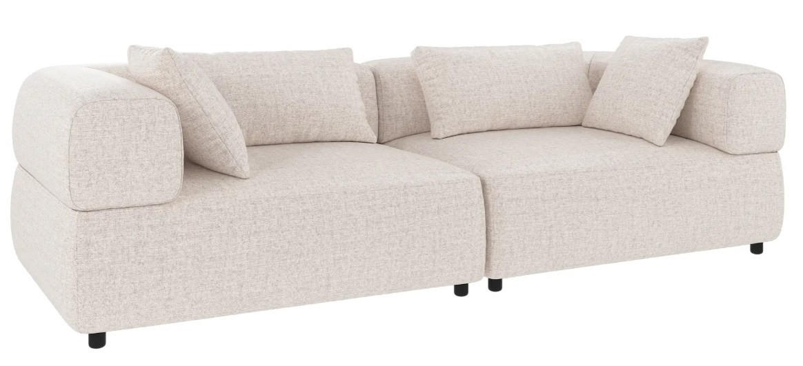 3-SITS SOFFA i beige  - beige/svart, Klassisk, metall/trä (246/67/105cm) - Rowico
