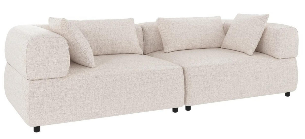 3-SITS SOFFA i beige  - beige/svart, Klassisk, metall/trä (246/67/105cm) - Rowico
