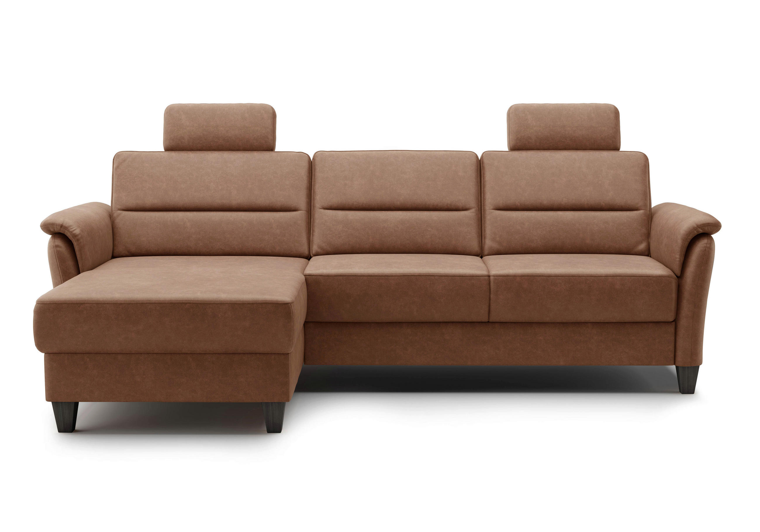 ECKSOFA PALMERA V Cognac Mikrofaser  - Wengefarben/Cognac, KONVENTIONELL, Holz/Textil (163/244cm) - Sit & More
