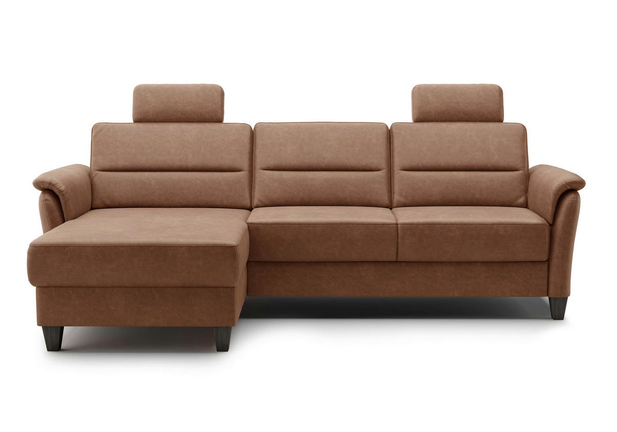 ECKSOFA PALMERA V Cognac Mikrofaser  - Wengefarben/Cognac, KONVENTIONELL, Holz/Textil (163/244cm) - Sit & More