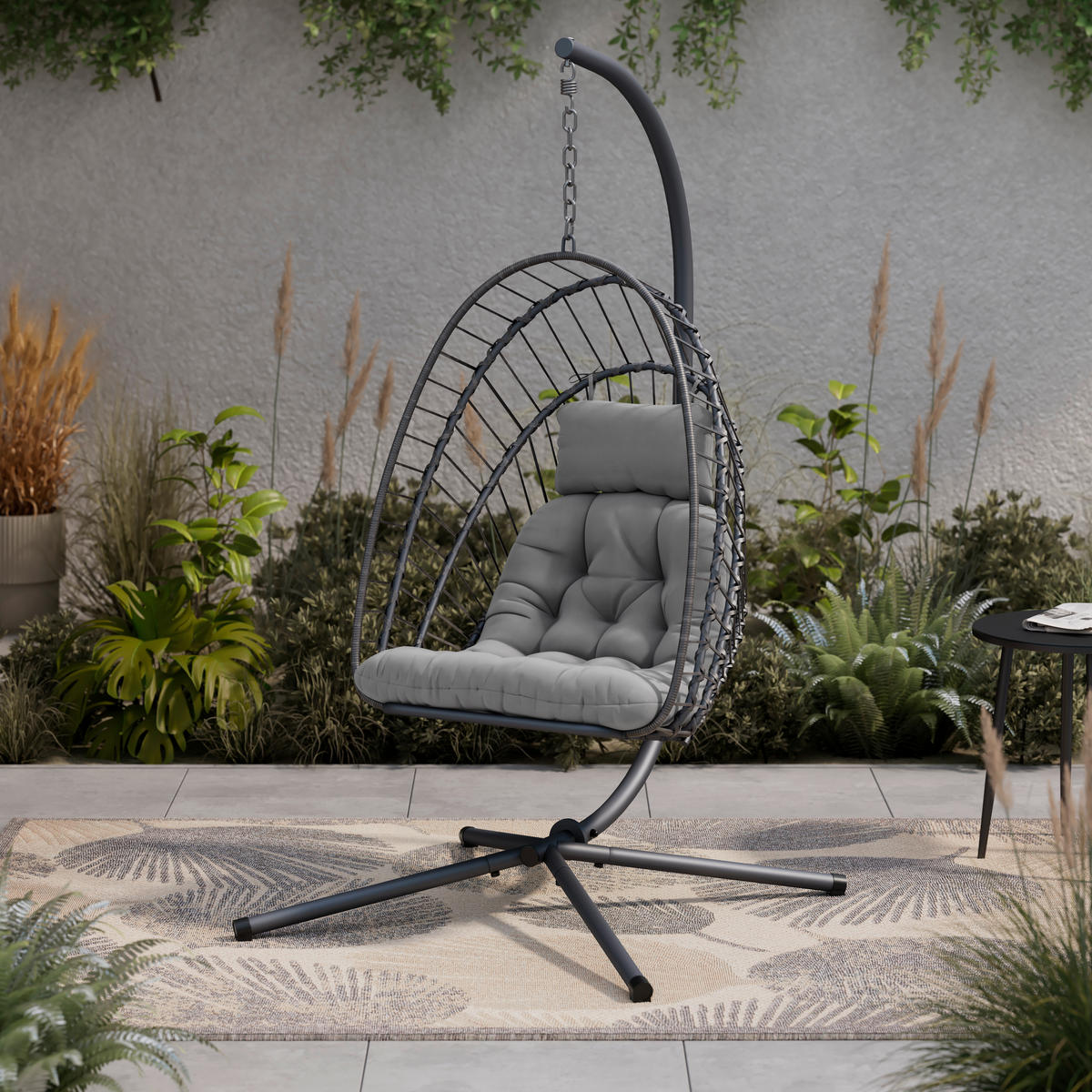 HÄNGESESSEL 126/195/104 cm  - Grau, MODERN, Textil/Metall (126/195/104cm) - Ambia Garden