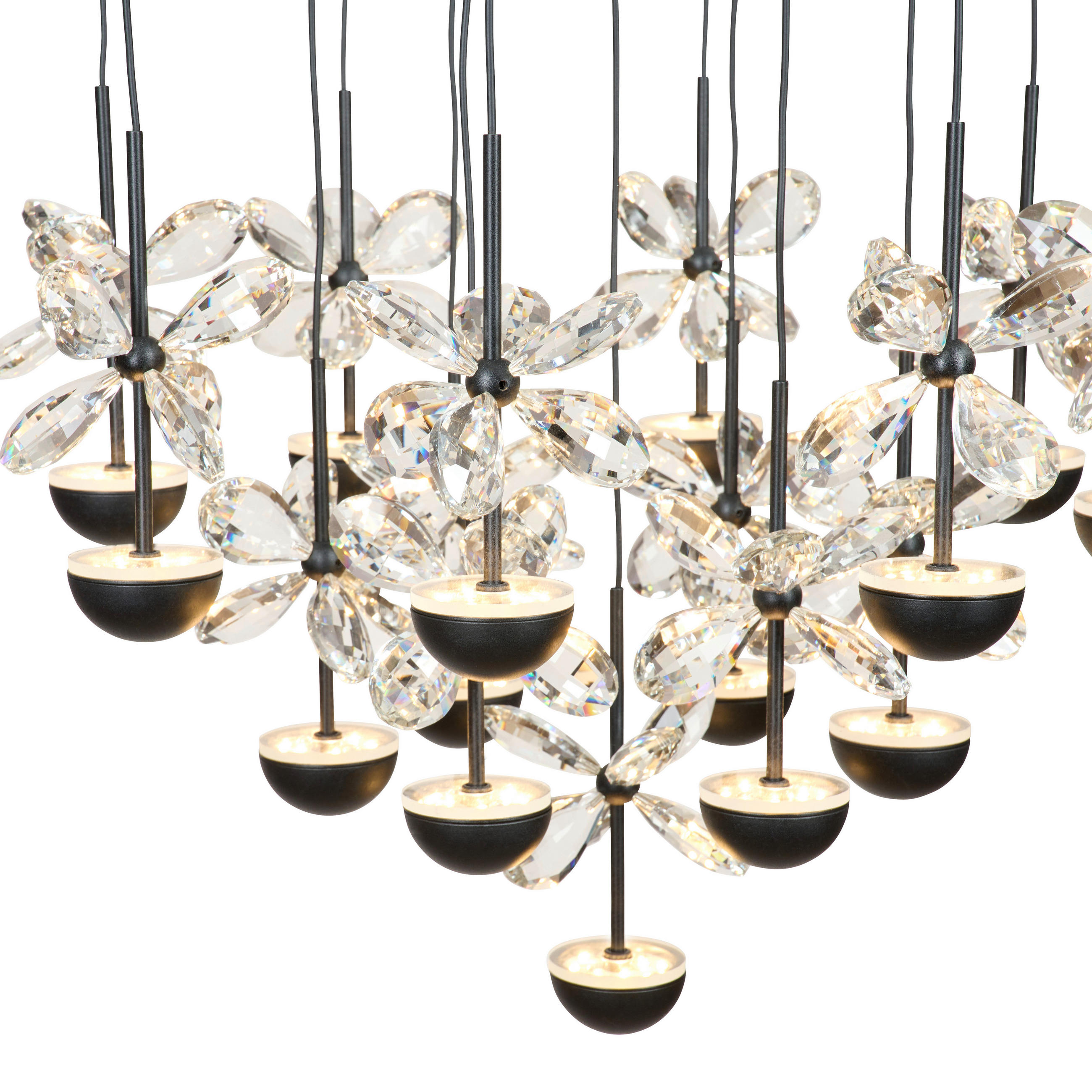 LED-HÄNGLAMPA Pianopoli 2 50/150 cm  - klar/svart, Design, metall/glas (50/150cm)