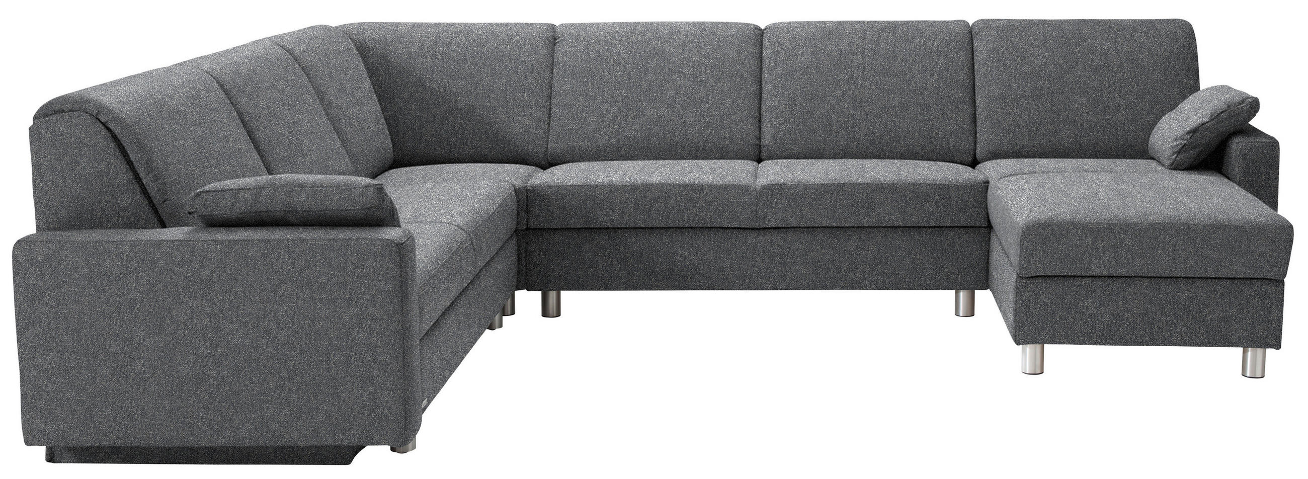 WOHNLANDSCHAFT  in Mikrovelours Grau  - Anthrazit/Alufarben, KONVENTIONELL, Textil (237/323/158cm) - Sedda