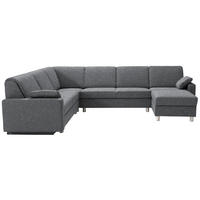 WOHNLANDSCHAFT  in Mikrovelours Grau  - Anthrazit/Alufarben, KONVENTIONELL, Textil (237/323/158cm) - Sedda